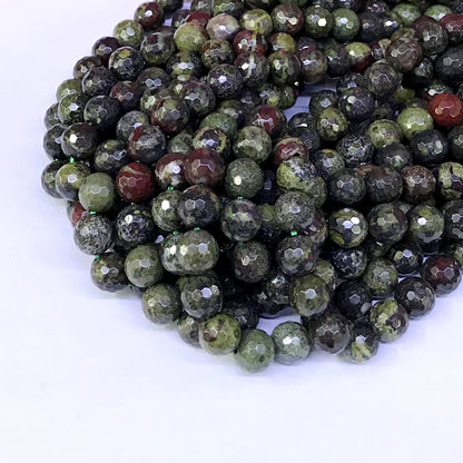 CJP18 Dragon Blood Jasper Beads Faceted Round 8mm 15" Strand