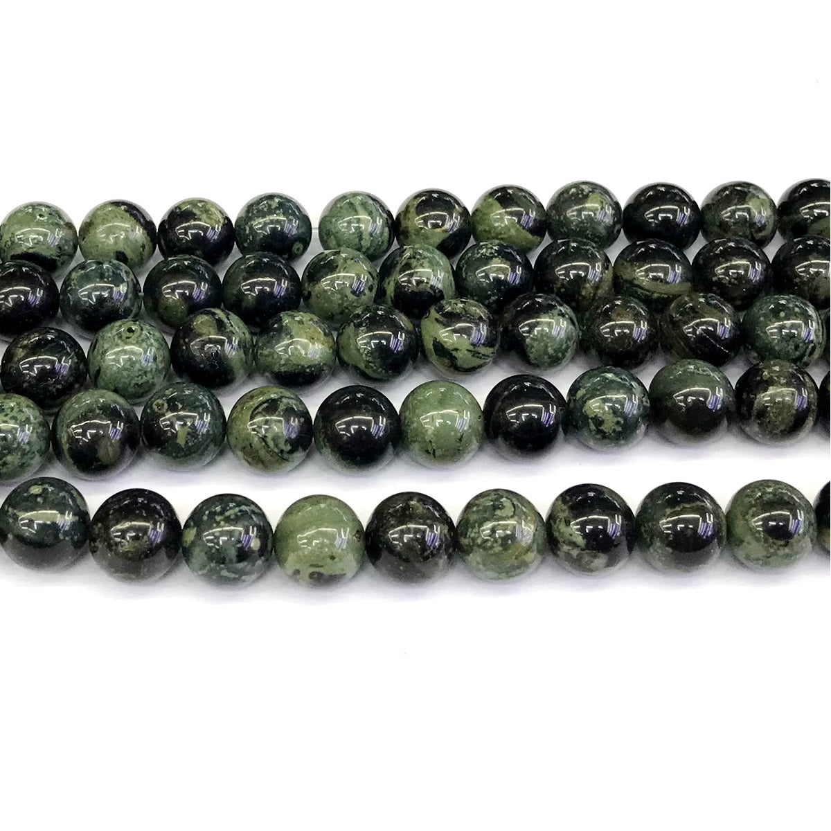 CJP186 Kambaba Jasper Beads Smooth Round 10mm 15" Strand