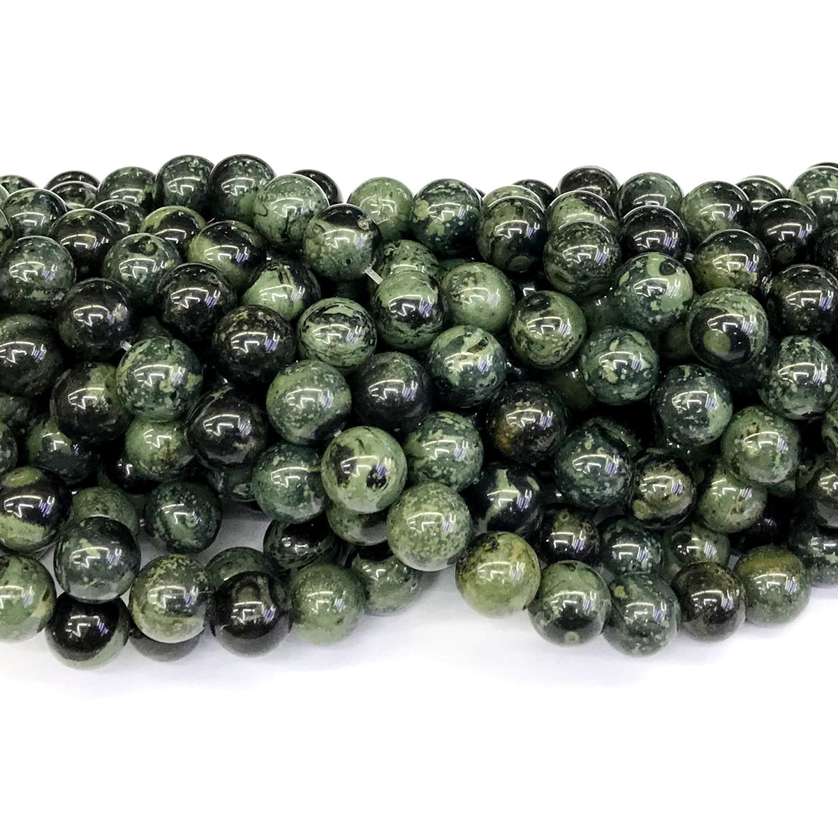 CJP186 Kambaba Jasper Beads Smooth Round 10mm 15" Strand