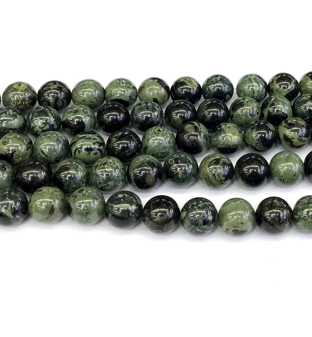 CJP187 Kambaba Jasper Beads Smooth Round 12mm 15" Strand