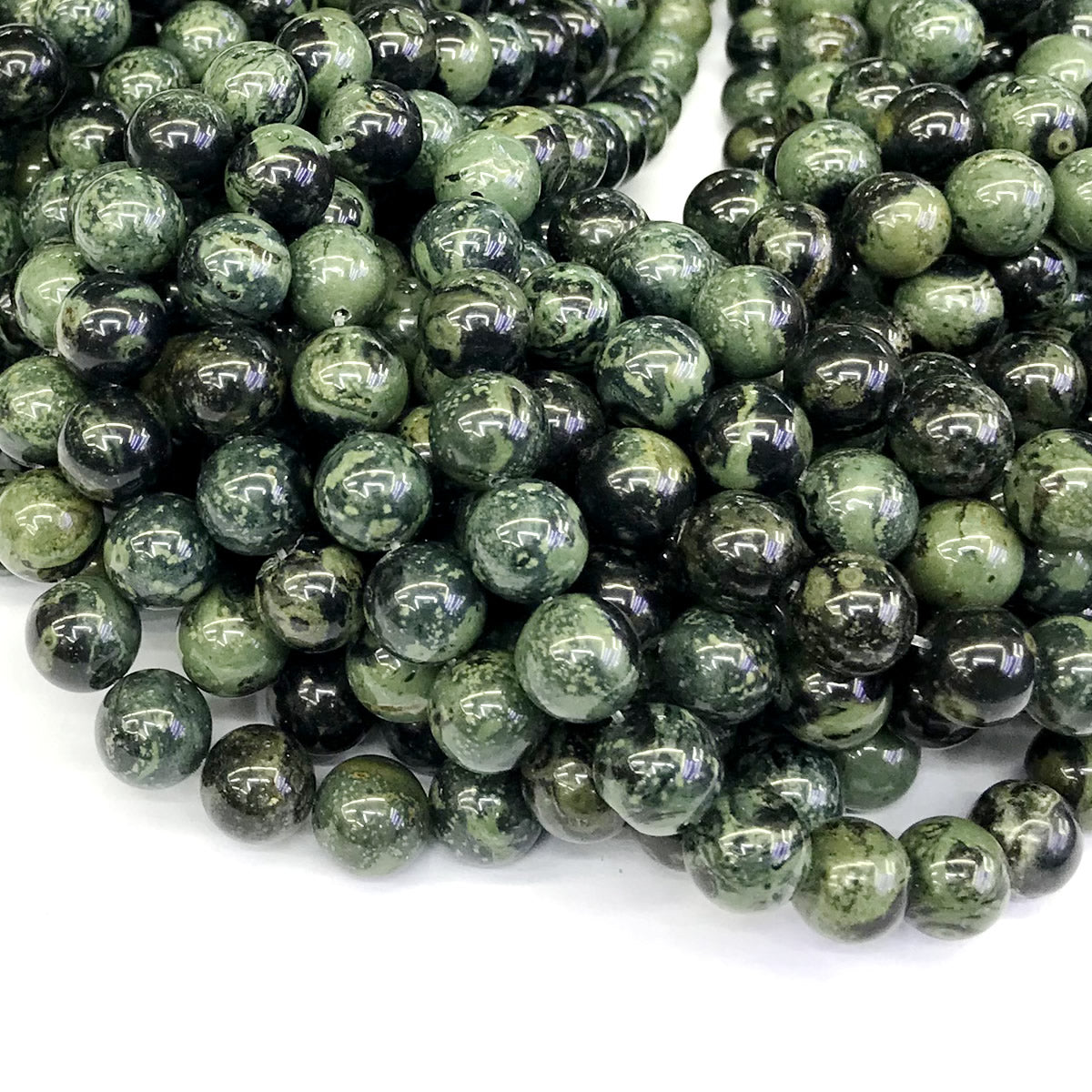 CJP187 Kambaba Jasper Beads Smooth Round 12mm 15" Strand