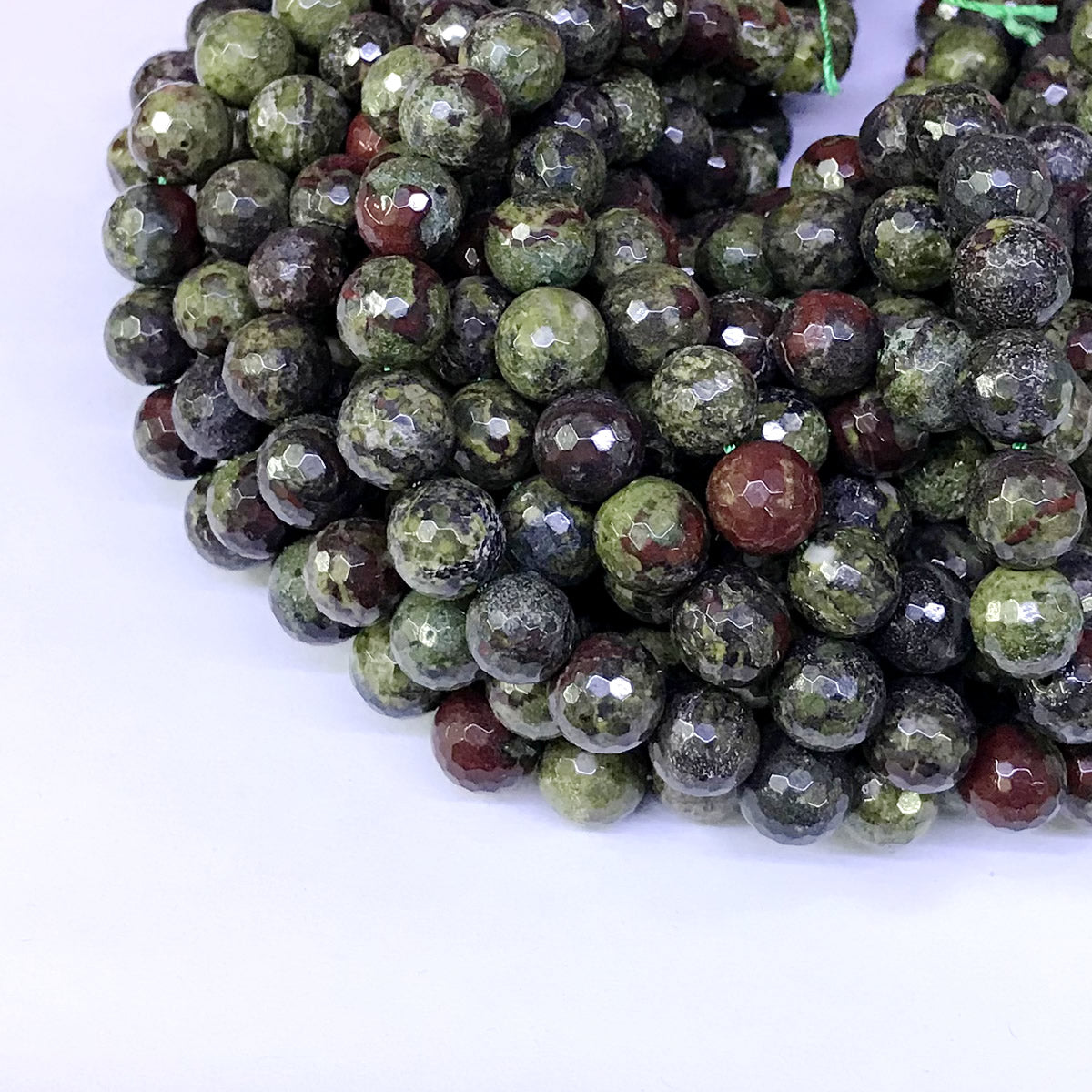 CJP19 Dragon Blood Jasper Beads Faceted Round 10mm 15" Strand