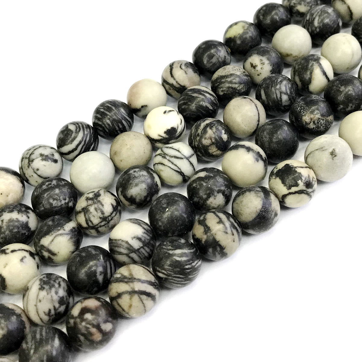 CJP196 Black Net Jasper Beads Smooth Round 12mm 15" Strand