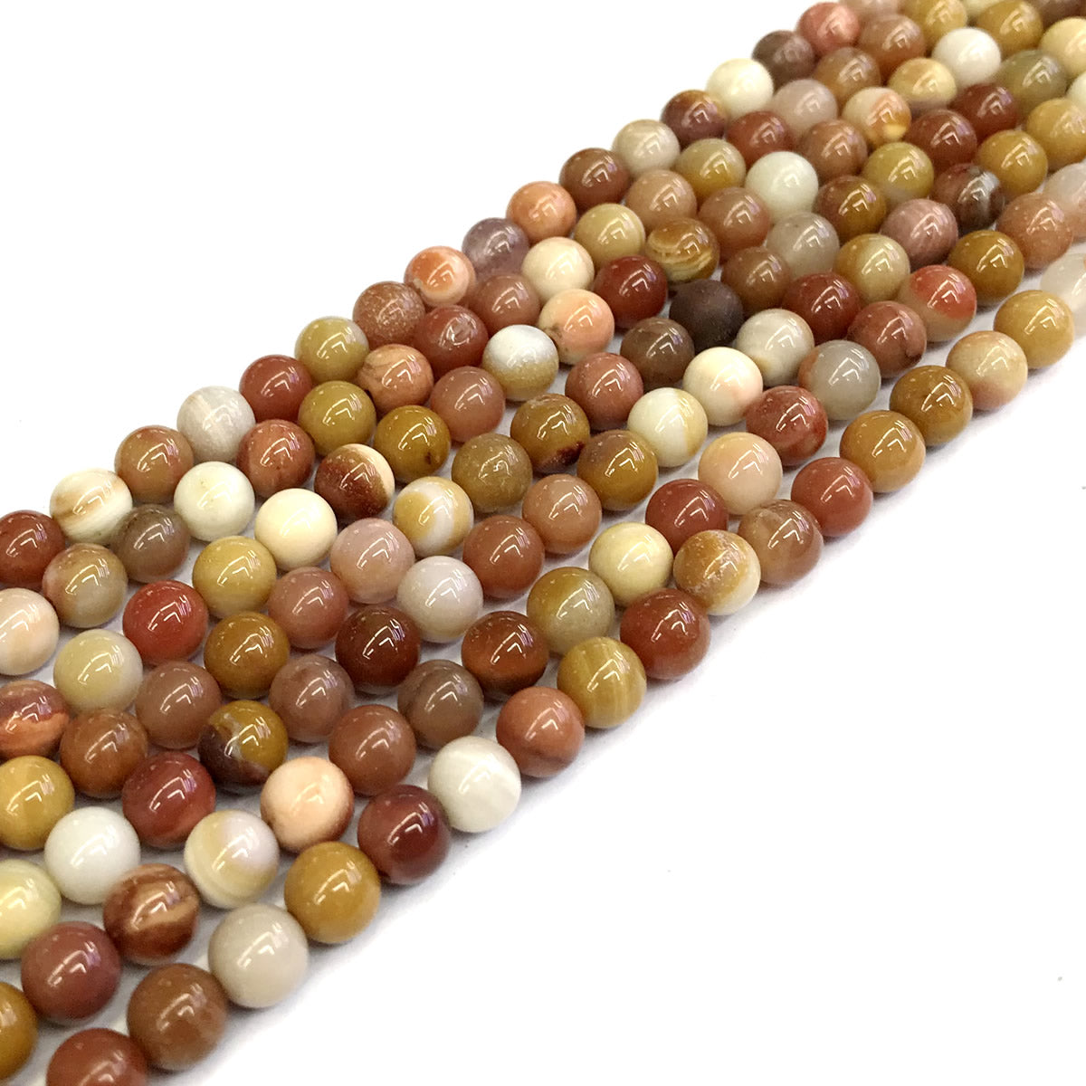 CJP208 Rainbow Wood Jasper Beads Smooth Round 4mm 15" Strand