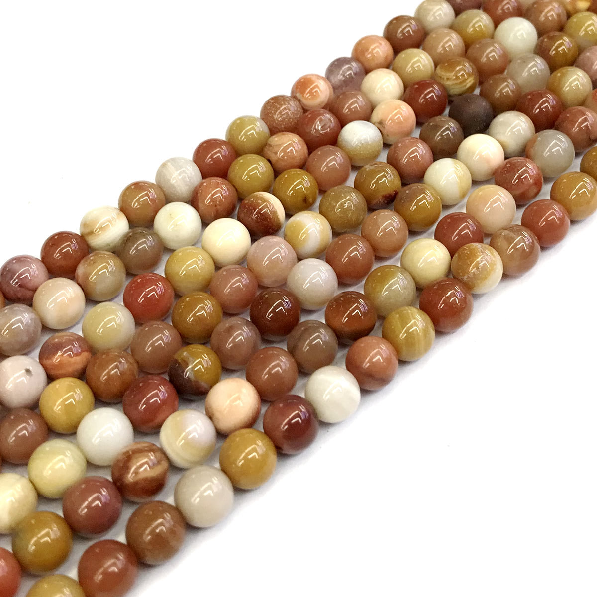 CJP209 Rainbow Wood Jasper Beads Smooth Round 6mm 15" Strand