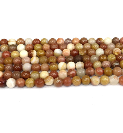 CJP209 Rainbow Wood Jasper Beads Smooth Round 6mm 15" Strand