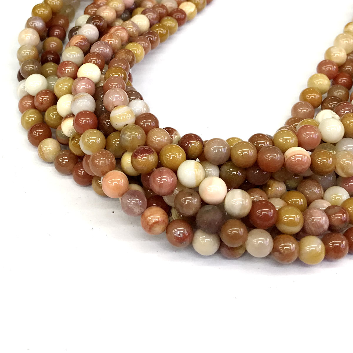 CJP209 Rainbow Wood Jasper Beads Smooth Round 6mm 15" Strand