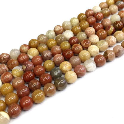 CJP210 Rainbow Wood Jasper Beads Smooth Round 8mm 15" Strand