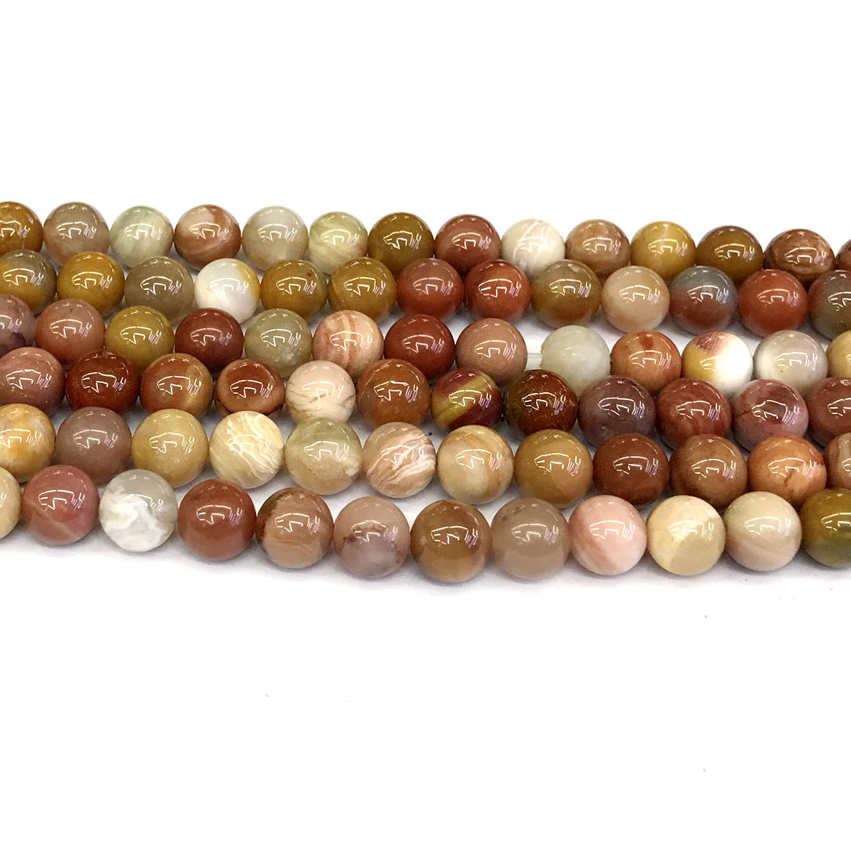 CJP210 Rainbow Wood Jasper Beads Smooth Round 8mm 15" Strand