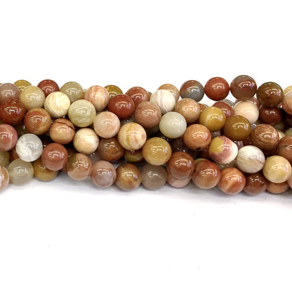 CJP210 Rainbow Wood Jasper Beads Smooth Round 8mm 15" Strand