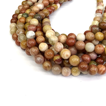 CJP210 Rainbow Wood Jasper Beads Smooth Round 8mm 15" Strand