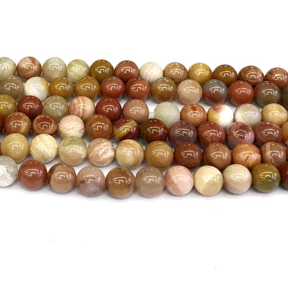 CJP211 Rainbow Wood Jasper Beads Smooth Round 10mm 15" Strand