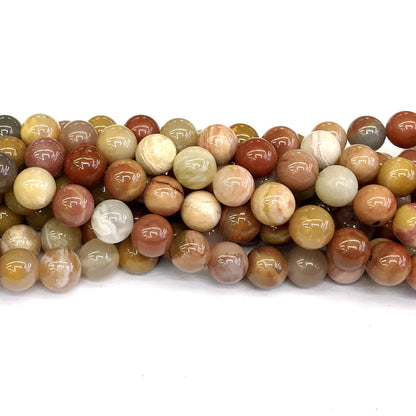 CJP211 Rainbow Wood Jasper Beads Smooth Round 10mm 15" Strand