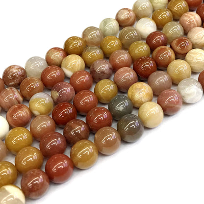 CJP212 Rainbow Wood Jasper Beads Smooth Round 12mm 15" Strand