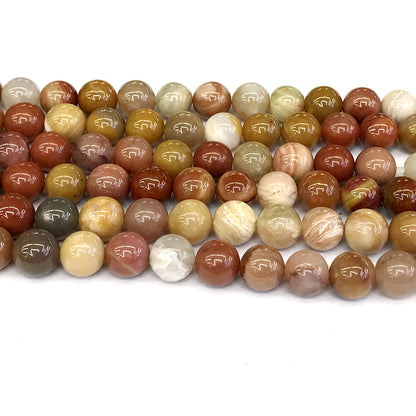 CJP212 Rainbow Wood Jasper Beads Smooth Round 12mm 15" Strand