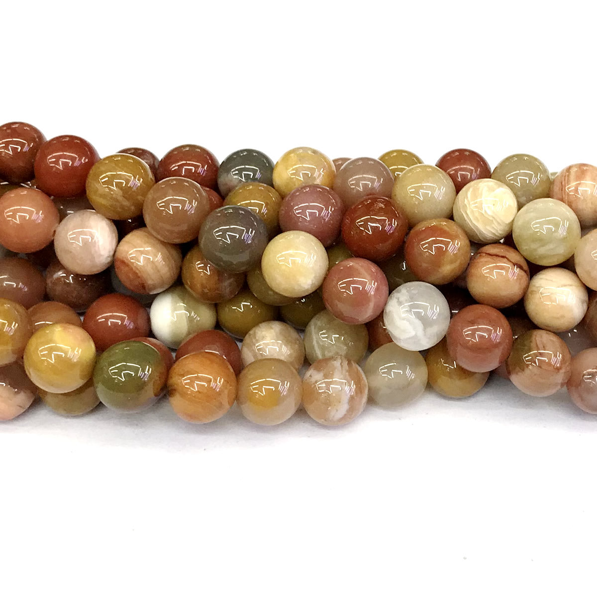 CJP212 Rainbow Wood Jasper Beads Smooth Round 12mm 15" Strand