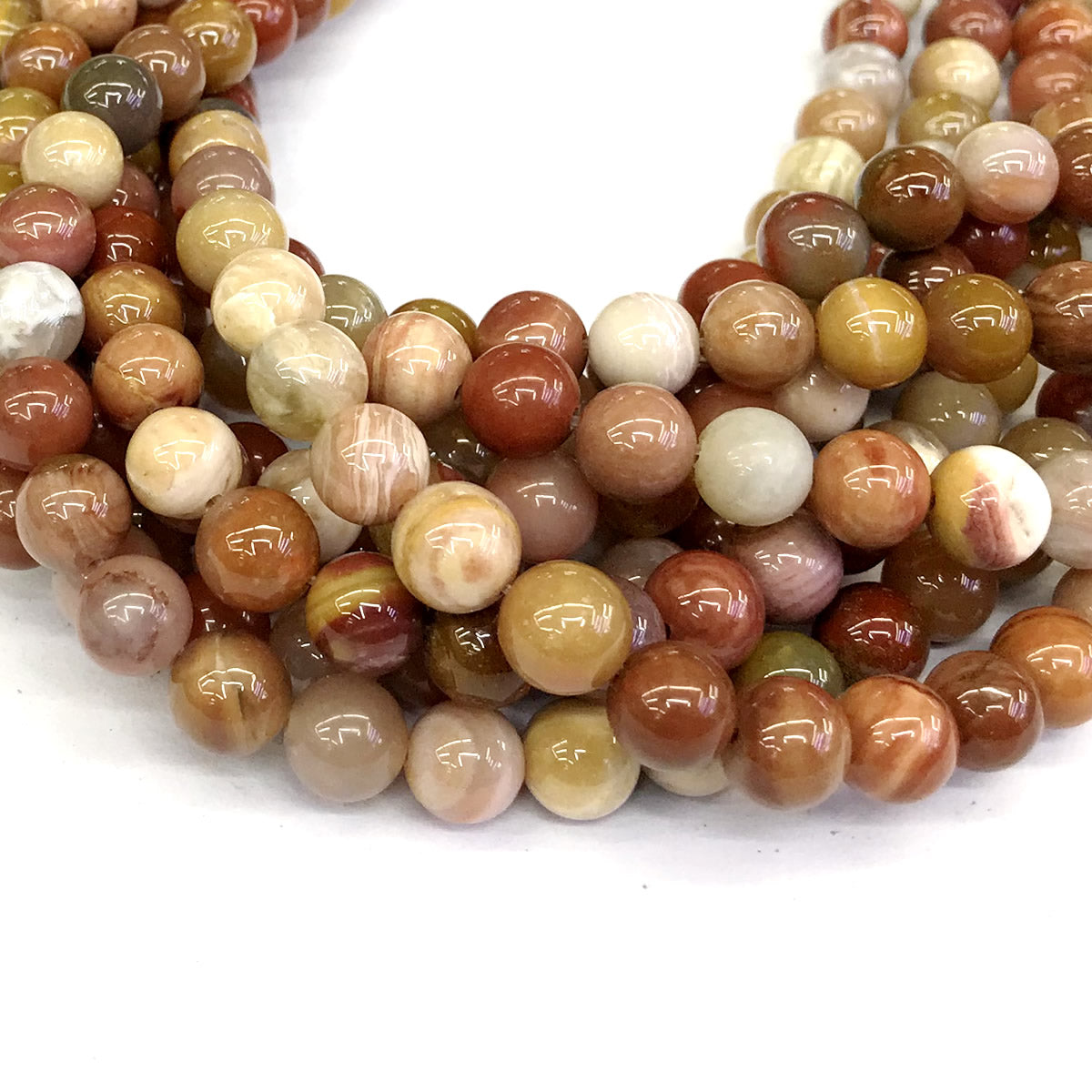 CJP212 Rainbow Wood Jasper Beads Smooth Round 12mm 15" Strand