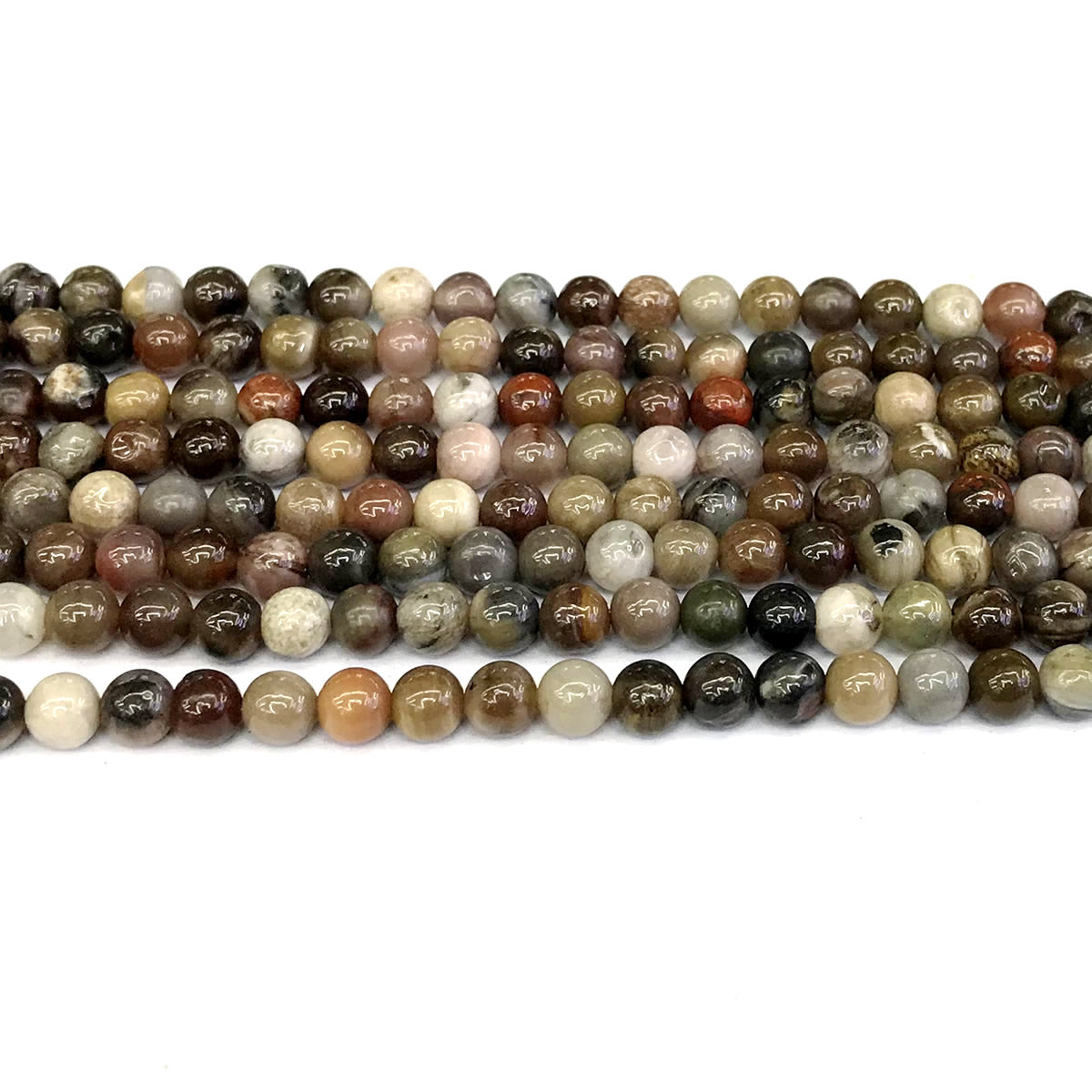 CJP216 Petrified Wood Jasper Beads Smooth Round 4mm 15" Strand