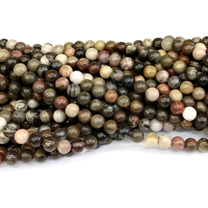 CJP217 Petrified Wood Jasper Beads Smooth Round 6mm 15" Strand