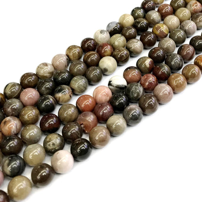 CJP218 Petrified Wood Jasper Beads Smooth Round 8mm 15" Strand