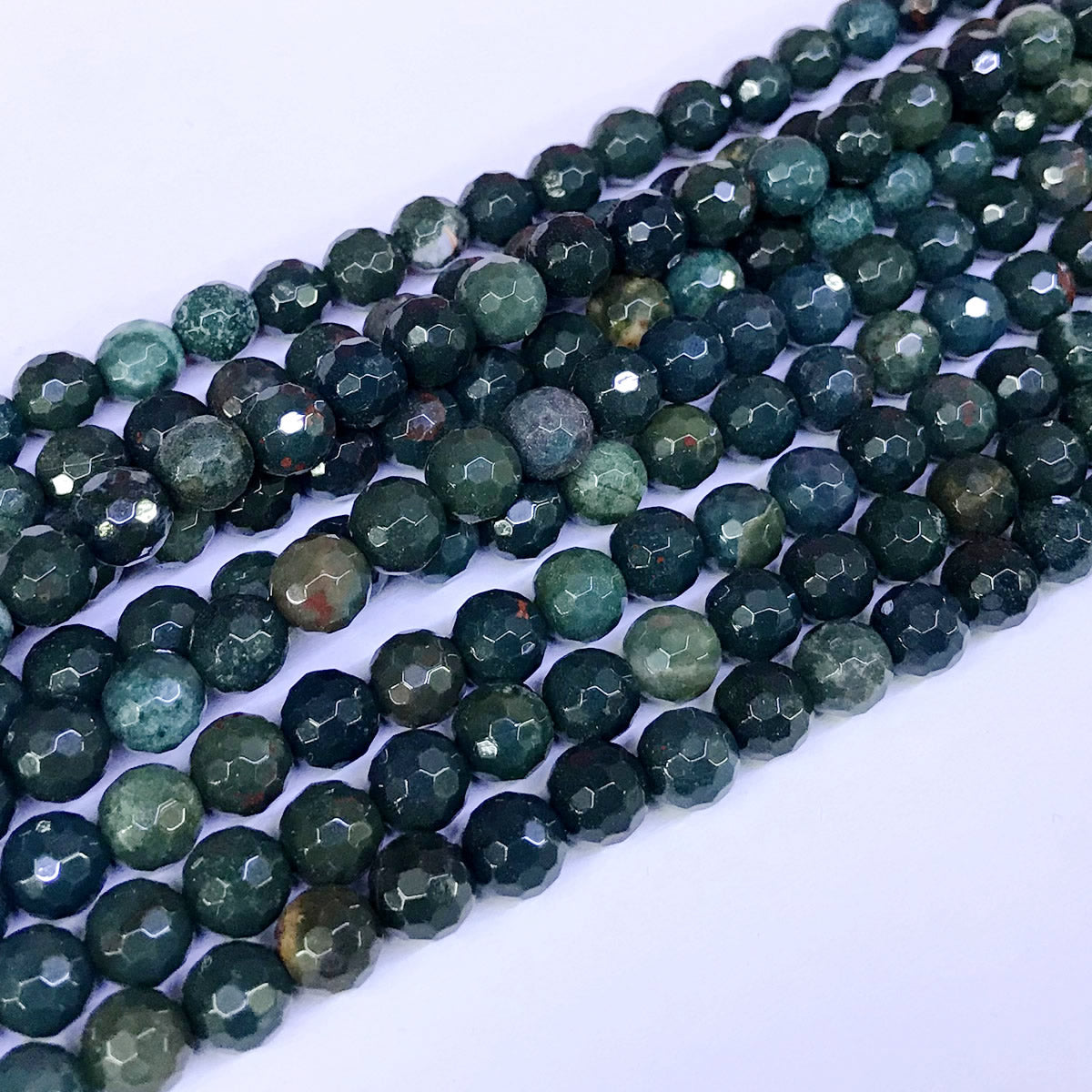 CJP22 Indian Blood Jasper Beads Faceted Round 6mm 15" Strand