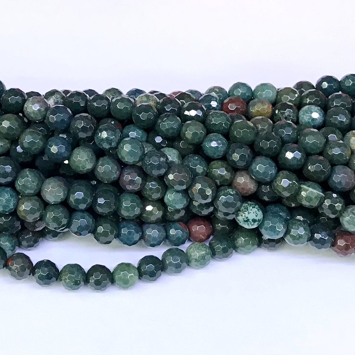 CJP22 Indian Blood Jasper Beads Faceted Round 6mm 15" Strand