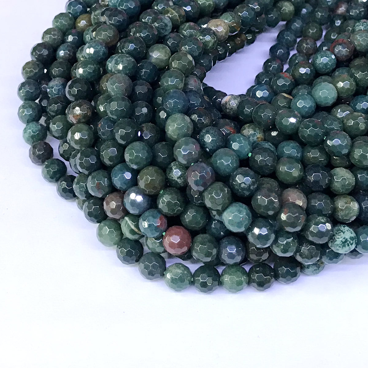 CJP22 Indian Blood Jasper Beads Faceted Round 6mm 15" Strand