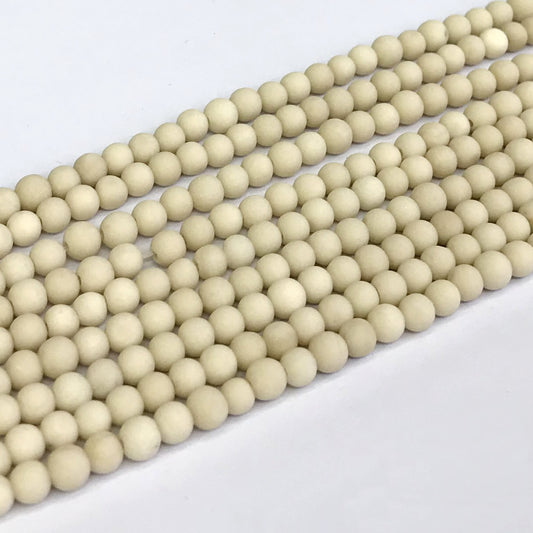 CJP224 White Fossil Jasper Beads Matte Round 4mm 15" Strand