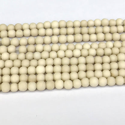 CJP224 White Fossil Jasper Beads Matte Round 4mm 15" Strand