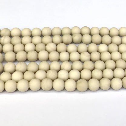 CJP225 White Fossil Jasper Beads Matte Round 6mm 15" Strand