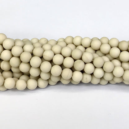 CJP225 White Fossil Jasper Beads Matte Round 6mm 15" Strand