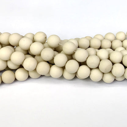 CJP226 White Fossil Jasper Beads Matte Round 8mm 15" Strand