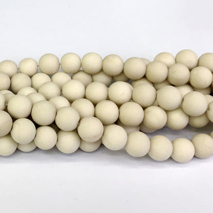 CJP227 White Fossil Jasper Beads Matte Round 10mm 15" Strand