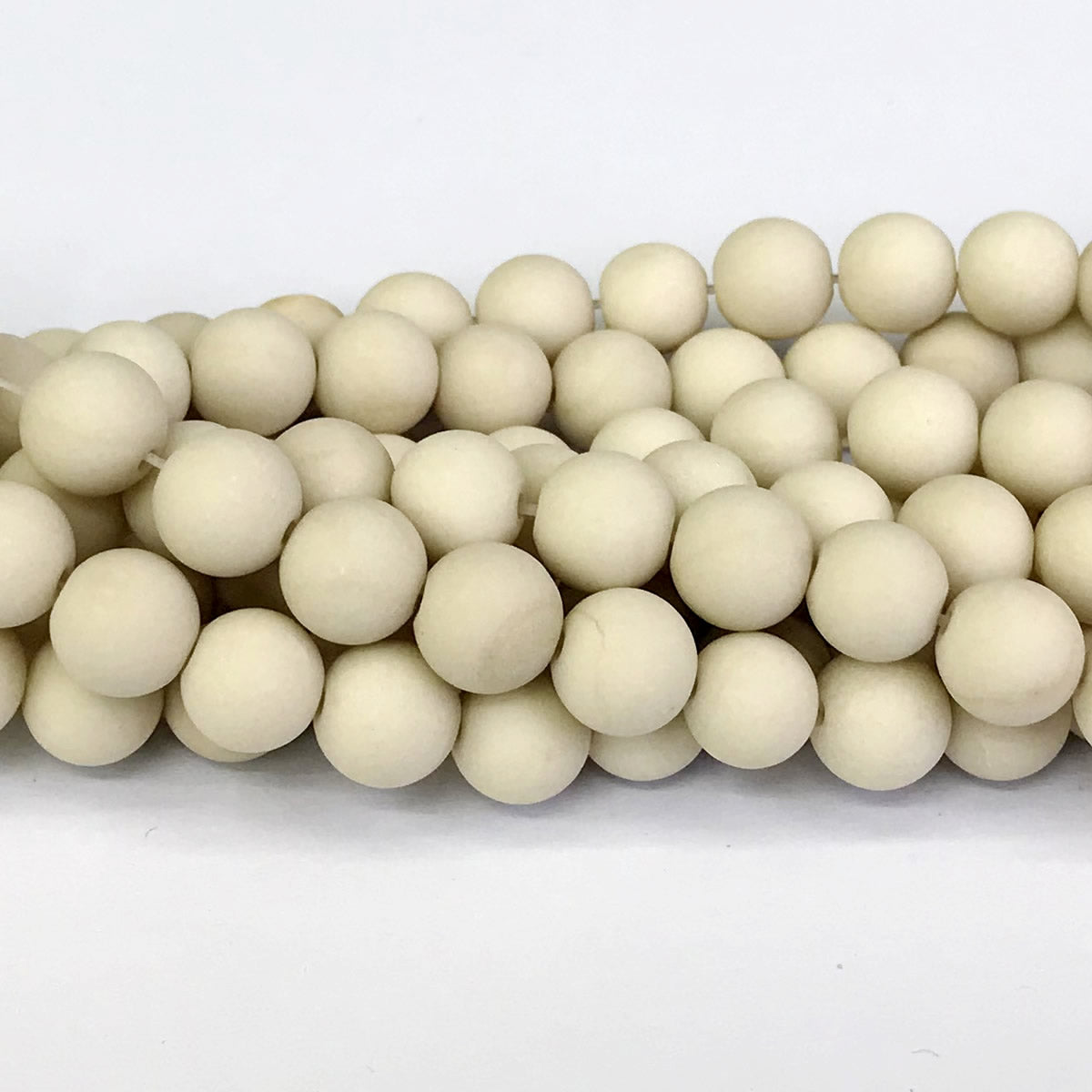 CJP228 White Fossil Jasper Beads Matte Round 12mm 15" Strand