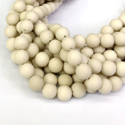 CJP228 White Fossil Jasper Beads Matte Round 12mm 15" Strand