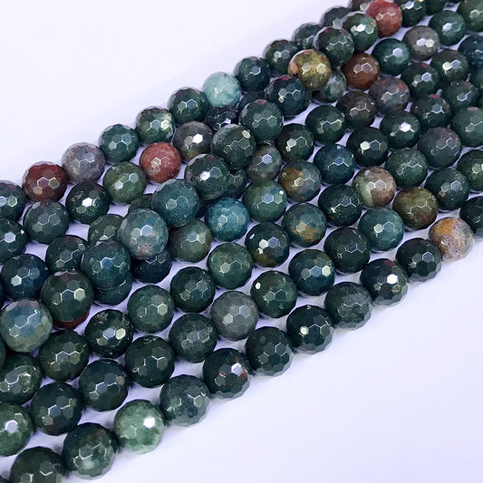 CJP23 Indian Blood Jasper Beads Faceted Round 8mm 15" Strand