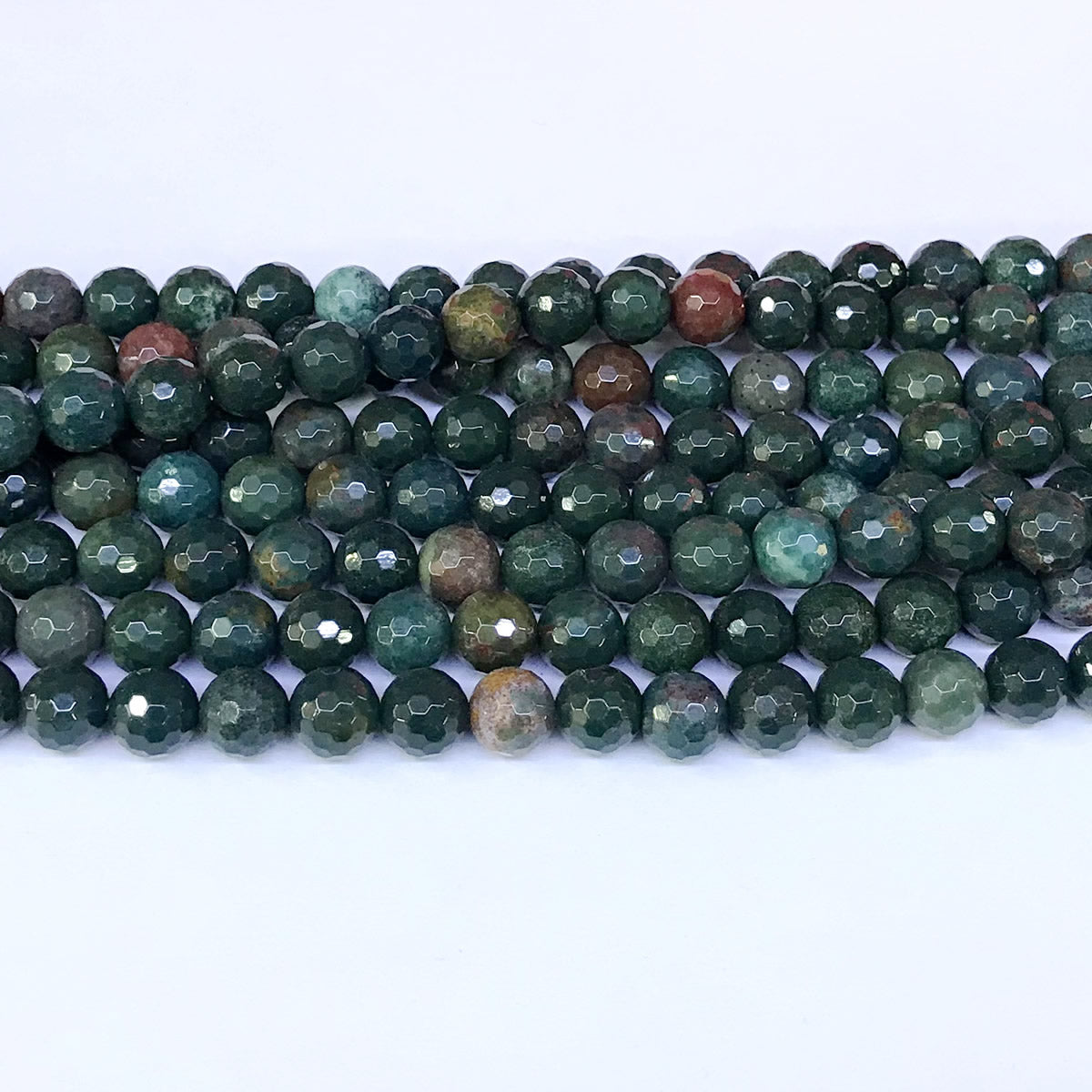 CJP23 Indian Blood Jasper Beads Faceted Round 8mm 15" Strand