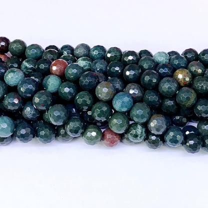 CJP23 Indian Blood Jasper Beads Faceted Round 8mm 15" Strand