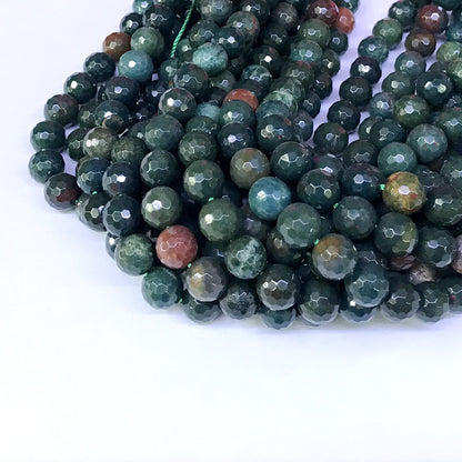 CJP23 Indian Blood Jasper Beads Faceted Round 8mm 15" Strand