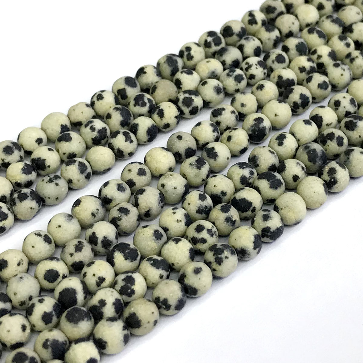 CJP232 Dalmatian Jasper Beads Matte Round 4mm 15" Strand