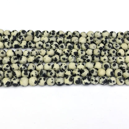 CJP232 Dalmatian Jasper Beads Matte Round 4mm 15" Strand