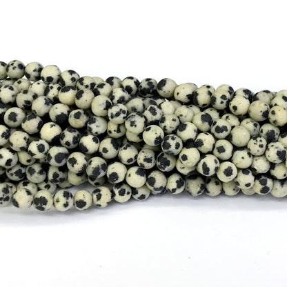 CJP232 Dalmatian Jasper Beads Matte Round 4mm 15" Strand