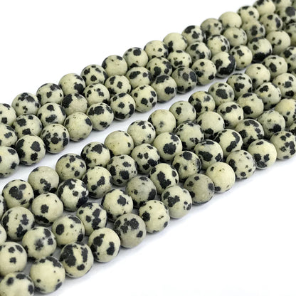 CJP233 Dalmatian Jasper Beads Matte Round 6mm 15" Strand