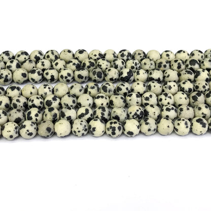 CJP233 Dalmatian Jasper Beads Matte Round 6mm 15" Strand