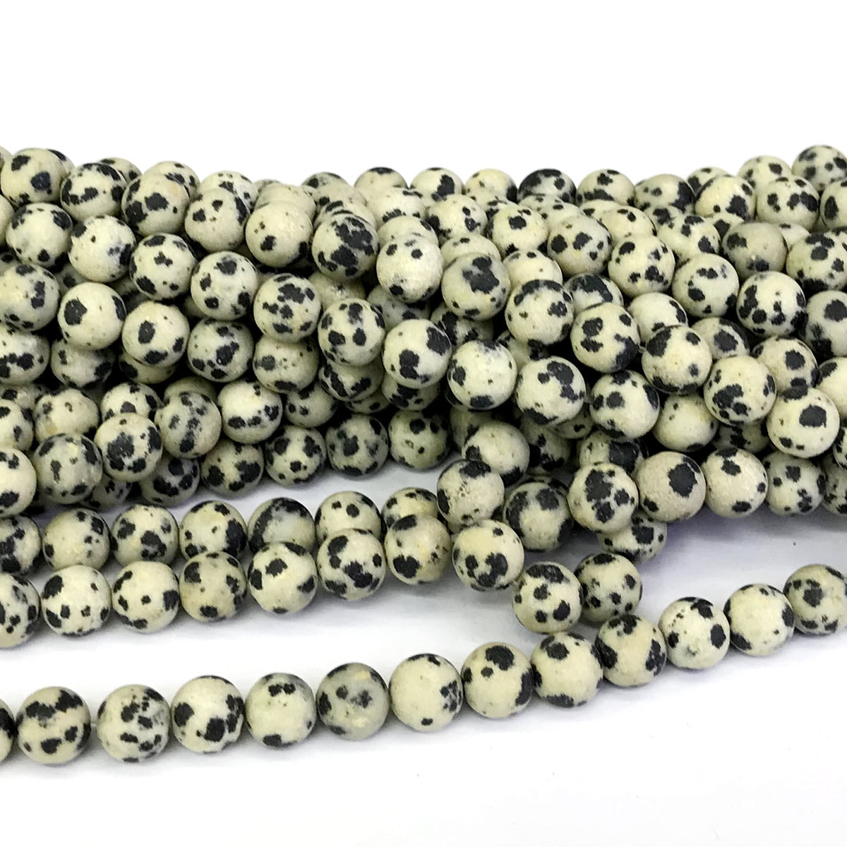 CJP233 Dalmatian Jasper Beads Matte Round 6mm 15" Strand