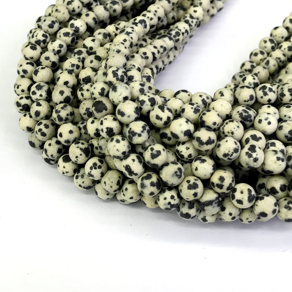 CJP233 Dalmatian Jasper Beads Matte Round 6mm 15" Strand