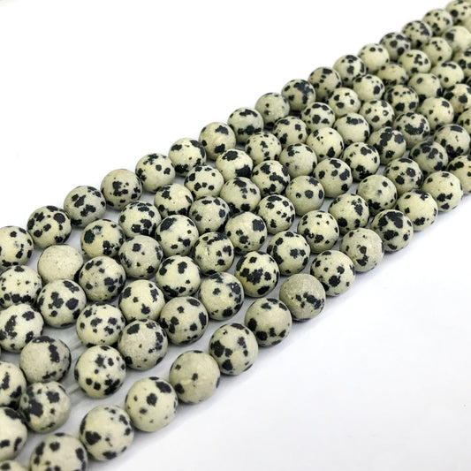 CJP234 Dalmatian Jasper Beads Matte Round 8mm 15" Strand