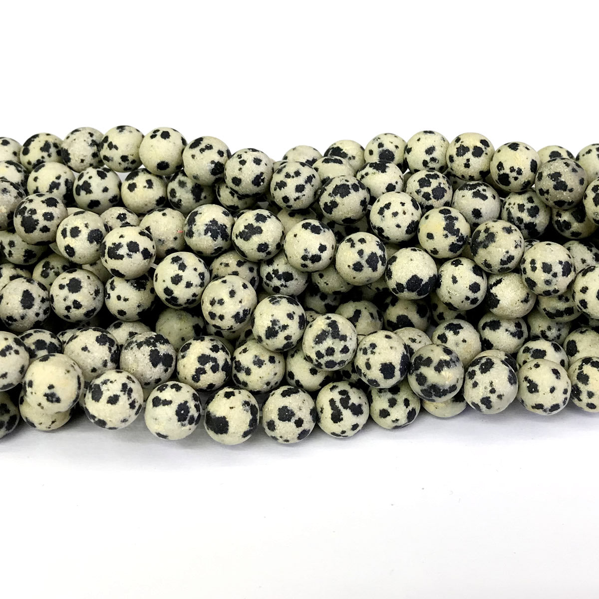 CJP234 Dalmatian Jasper Beads Matte Round 8mm 15" Strand