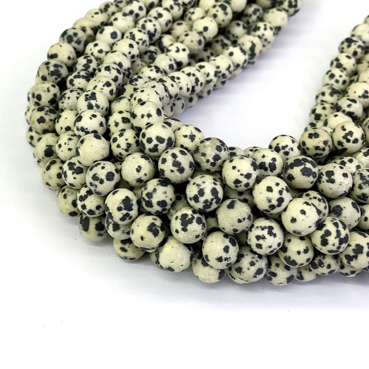 CJP234 Dalmatian Jasper Beads Matte Round 8mm 15" Strand