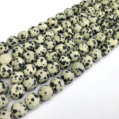 CJP235 Dalmatian Jasper Beads Matte Round 10mm 15" Strand